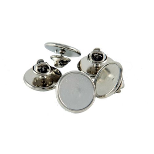 Premium Badge Blank round 16mm silver clutch fitting